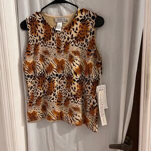Euro-x animal print lightweight silk blend sweater size lg